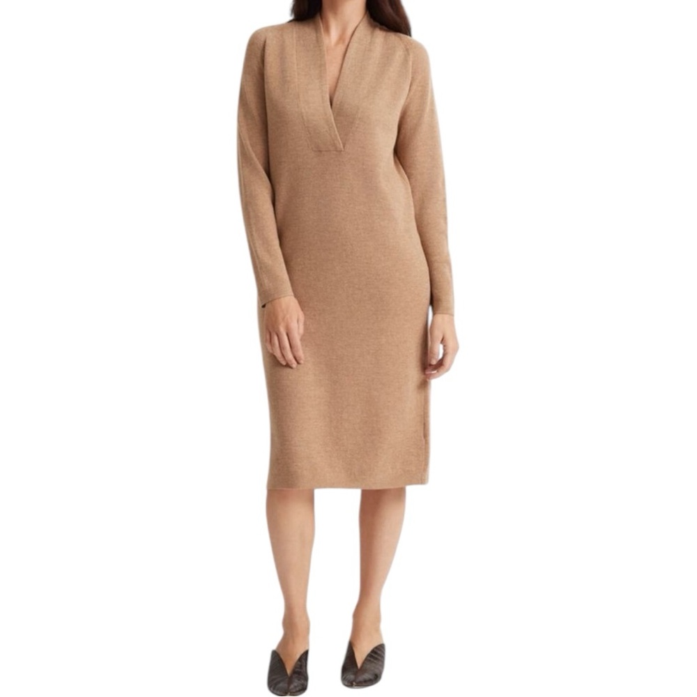 Club Monaco Camel Merino Wool Sweater Dress